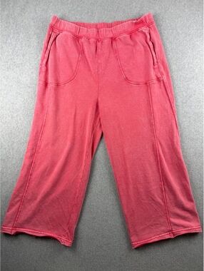 Sundry Women’s L Pink washed Wide Leg crop Sweatpants Lounge Pants